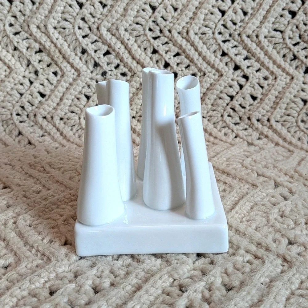 SIA Home Fashion White Ceramic Multi Stem Bud Vase Spiragoya 705204 Modern Decor